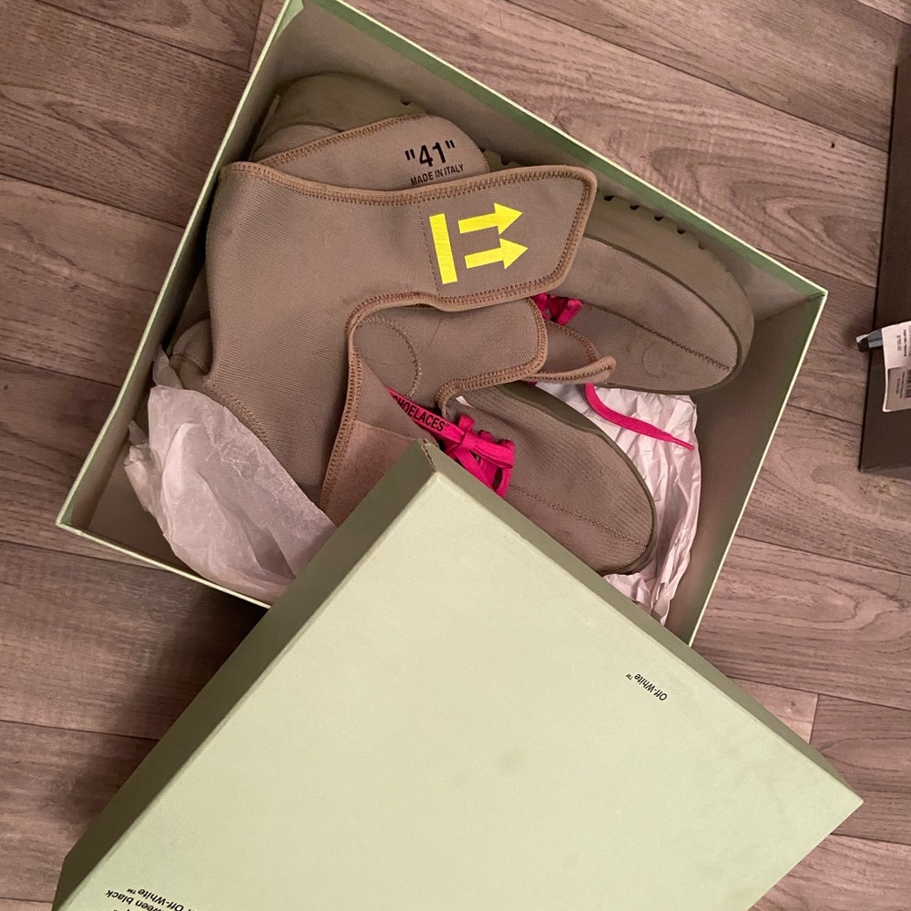 Off white | moto high top wrap sneakers.